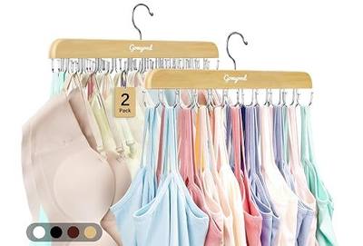 Gomyrod Tank Top Hanger, 2 Pack w/40 Hooks Bra Hanger for Closet Organizer | Premium Wood Space Saving Hanger, 360°Rotating Closet Organizers and Storage, Multi Hook Hanger for Dorm & Apartment