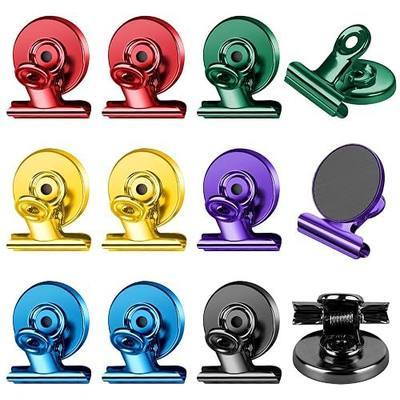 FINDMAG Magnetic Clips, 12 Pack Fridge Magnets for Picture Hanging, Heavy Duty Magnet Clips, Colorful Refrigerator Magnets for Kitchen, Sculptural Picture Frame, Whiteboard, Office, School