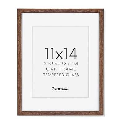 11x14 Picture Frame for Wall, 11 x 14 Photo Frames - Made of Solid Oak Wood & Tempered Real Glass, Rustic Wood 11 by 14 Frames for Home Decor, 11x14 Frame Matted to 8x10, Walnut Color, 1 Pack