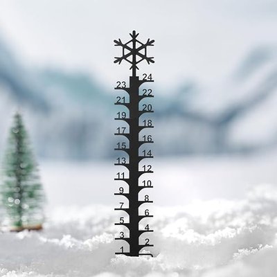 24 Inch Snow Gauge Outdoor, Snowfall Measuring Stick Metal Snowflake Iron Art Rain Gauge for Outdoor Yard, Garden, Lawn, Christmas Decorations Gift
