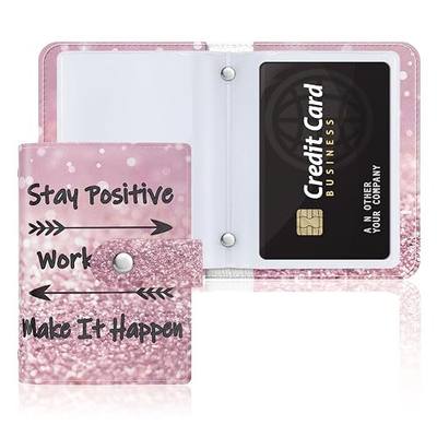 Rouidr Business Card Organizer, RFID Business Card Holder, Small Slim Leather Cards Book, Pocket Name Card Holder Wallet for Women, Work Hard
