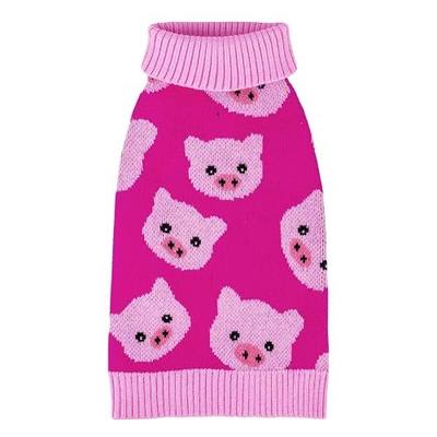 CuteBone Dog Sweater for Small Dogs Pink Pig Knit Puppy Sweater Turtleneck Pet Winter Clothes Cat Apparel with Harness Hole | Stretch Knit, Warm Turtleneck, Leash Hole, Sizes XS-XXL Available