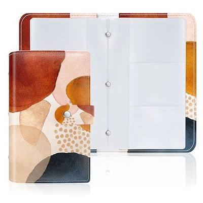 Rouidr Business Card Organizer, RFID Business Credit Card Holder with 96 Card Slots, Portable Leather Card Wallet for Women, Simple Abstract Art
