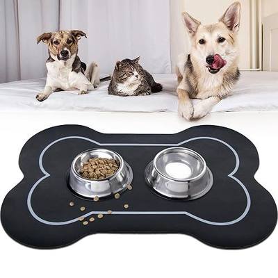 Pet Feeding mat Dog and cat Food Bowl mat Absorbent Non-Slip diatomite Dog Water Bowl mat Super Absorbent Quick Drying pet Food mat to Prevent Water Spills(Black+24.2x16.9in+Bone Shape)