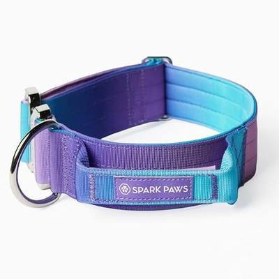 Spark Paws Tactical Large Dog Collar w/Handle - Thick & Wide, Heavy Duty | Durable thick metal buckle, grab handle for girls, boys, pitbulls & bully breeds. Padded; 1 to 2 inch wide, medium to XL