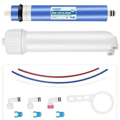1812-50GPD Reverse Osmosis Membrane Kit with RO Membrane Housing,Wrench,1/4" Quick-Connect Fittings,Check Valve and Water Pipe Replacement for Under Sink Home Drinking RO Water Filter System