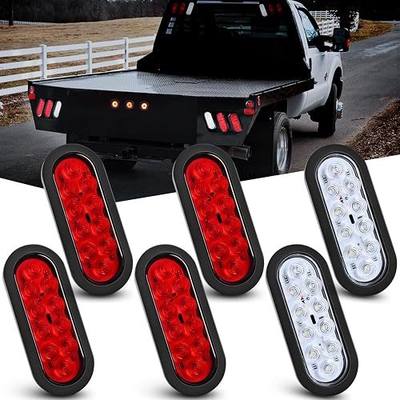 Nilight 6 Inch Oval Trailer Tail Light 6PCS Red White 10LED with Flush Mount Grommets Plugs IP67 Waterproof Brake Turn Signals Reverse Lights for RV Truck Trailers