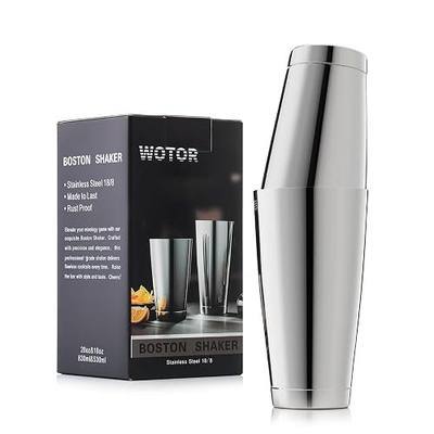 WOTOR Boston Cocktail Shaker Set, 18 oz & 28 oz Stainless Steel Weighted Shaker Tins, Metal Martini Shaker Drink Mixer for Bartending, professional Bar Tools for Bartender (Sliver)