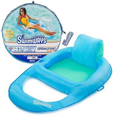 SwimWays Spring Float Recliner, Fast-Inflating Adult Pool Lounger; Ages 15+ | Patented Fast Inflation for Immediate Use During Travel, Fits Most Adults and Teens, Teens & Adults Can Lounge Comfortably