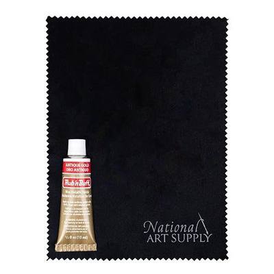 Amaco Rub and Buff Antique Gold 0.5oz/15ml Gilding Wax, Microfiber Cloth | 0.5oz/15ml Wide Coverage Gilding Wax & 5"x7" Microfiber Cleaning Cloths for Restoration Antique Metallic Finish with Gold Wax