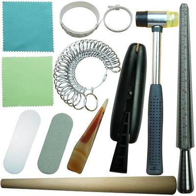 Ring Sizer Mandrel Measuring Tool Steel Ring Sizing Gauge Sizers Set Rubber Jeweler's Mallet Hammer Metal Finger Size Stick Wire Wrap Rings Tools Jewelry Making Kit