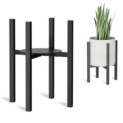Linpla Adjustable Metal Plant Stand Indoor Outdoor - Fits 8 to 12 Inches Pots - Mid Century Modern Planter Stand Single Floor Flower Pot Holder Home Decor for Gardening Gifts