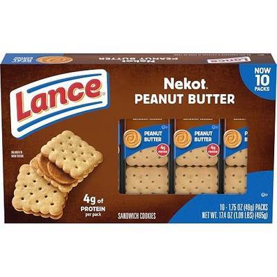 Lance Sandwich Cookies, Nekot Peanut Butter, 10 Individually Wrapped Packs, 6 Sandwiches Each
