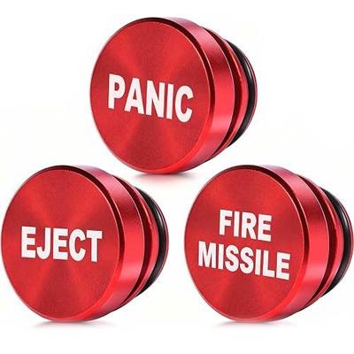 SenseYo 3 Pcs Billet Aluminum Car Cigarette Lighter Plug Cover Waterproof Dustproof 12 Volt Power Source Socket Outlet Cover Cap Decoration Fits All Vehicles SUV Truck (Red FIRE Missile/Eject/Panic)