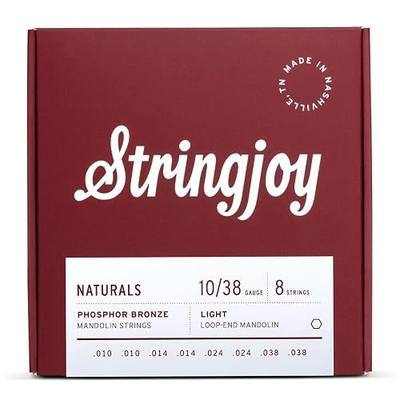 Stringjoy NB1038 Naturals Phosphor Bronze Mandolin Strings, (Light Gauge - 10-38)