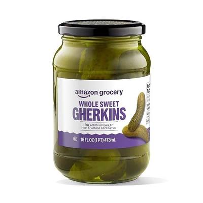 Amazon Fresh, Whole Sweet Gherkins, 16 Fl Oz