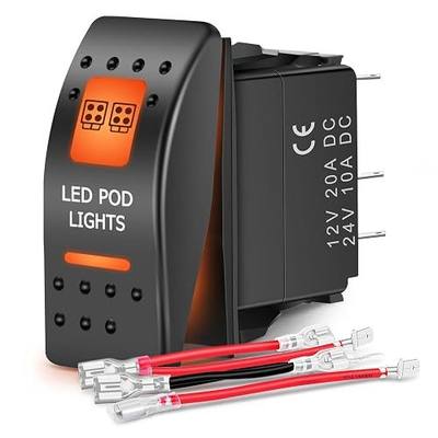 Nilight UTV Led Pod Lights Rocker Switch On Off 5PIN SPST LED Light Bar Switches w/Orange Backlit 12V 24V Toggle Compatible for Polaris RZR Can-Am ATVs UTVs Cars Trucks RVs