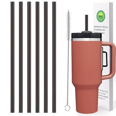 AIERSA 12Inch Replacement Black Straw for Stanley 40/30oz Cups,Plastic Reusable Straw for Stanley Quencher FlowState Tumbler, Long Drinking Straws with Cleaning Brush for Stanley Cup Accessories