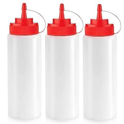 Norcalway 12 oz Condiment Squeeze Bottles for Sauces - Leak Proof Oil, Syrup, Dressing Squirt Bottles - 3 Pack