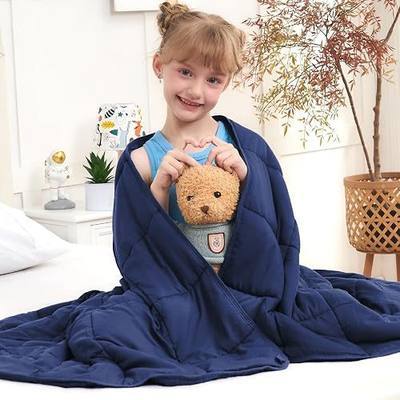 Weighted Blanket Kids 7lbs, 40"x60", Cooling Heavy Throw Blanket for 60-90lbs, Microfiber Soft Thick Big Blankets Weighted Comforter Breathable Gift, Navy