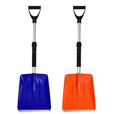 Kids Snow Shovel with D-Grip Handle, Aluminum Blade, Toddler Snow Shovel for Car Trunk, Emergencies, Driveways, and Car Snow Removal. (Age 3+, 2 Packs)