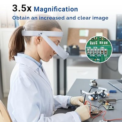 BA Bio.Art Dental Magnifying Lens, 3.5X Headband Magnifier, Sold by JMU | CR-39 Lenses, ABS Frame, White, Made in Brazil
