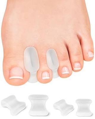 PGRODE 12 Pack Gel Toe Separators, Bunion Toe Spacers with 2 Sizes for Women Men Toe Pain Relief, Soft Silicone Toe Spacer for Crooked Toes, Overlapping Toes, Hammertoe Corrector(6L+6S)