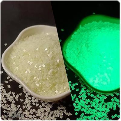 Sourcingbay Glow in The Dark Star Glitter | 3mm Luminous Sequins for Nail Art, Slime, Resin Craft & Party Decor | 0.35oz Natural Color | PVC Non-Toxic Phosphor Coating