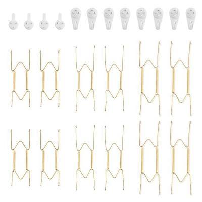 Bilillo 12 pcs Plate Hangers for The Wall, 6/8/10 Inch Invisible Decorative Wall Plate Hangers, Stainless Steel Plates Walls Hanger for Display Various Sizes with Hooks for Decorative