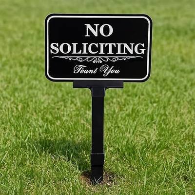 Large No Soliciting Yard Sign With Stake, 14x10 Inch/37 Inch Long Adjustable Height,Metal Aluminum Signs Outdoor No Soliciting Signs for House/Front Door and Business | No Soliciting Yard Sign with 37 Inch Adjustable Stake, UV Printed Reflective Sign for Home, Lawn and Business