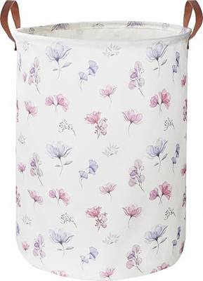 19.7’’ Waterproof Foldable Laundry Basket, Dirty Clothes Hamper, Books Bins, Gift Baskets, Room Decor(Watercolor Flower)
