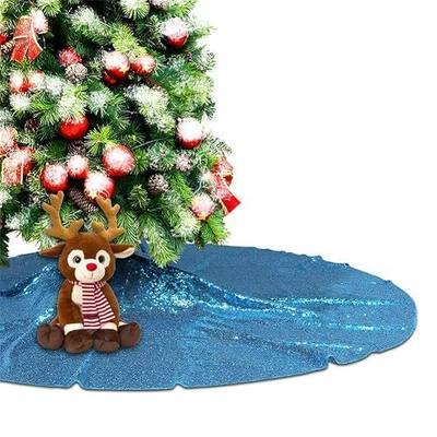 Eternal Beauty Christmas Tree Skirt 50 Inch Turquoise Sequin Tree Skirt Sparkly Small Xmas Tree Skirt Ornament Christmas Decoration