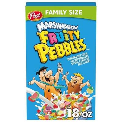Marshmallow Fruity PEBBLES Breakfast Cereal, Gluten Free, 18 oz Box | Sweetened Puffed Rice With Crunchy Texture And Colorful Pieces, Delivering Bold Flavor In Every Spoonful