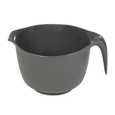 Glad Mixing Bowl with Handle – 3 Quart | Heavy Duty Plastic with Pour Spout and Non-Slip Base | Dishwasher Safe Kitchen Supplies for Cooking and Baking, Grey