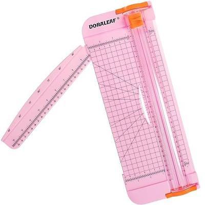 Paper Cutter, Portable Paper Slicer, Paper Trimmer Scrapbooking Tool with Automatic Safety Protection Side Ruler for Craft Paper (12 Inch, Pink)