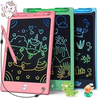 FLUESTON LCD Writing Tablet for Kids, 8.8 Inch Drawing Tablet for Boys Girls 3 4 5 6 7 8 Year, 3pcs in 1 Pack Drawing Pad Birthday Christmas Gift for Kid Educational Doodle Board Cute Unicorn Toy