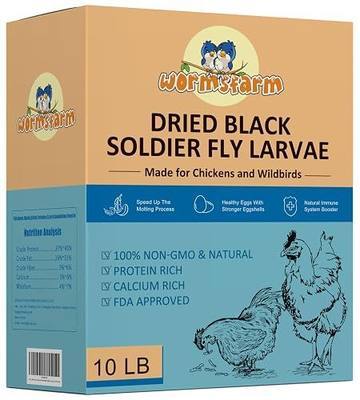 10lb Dried Black Soldier Fly Larvae for Chickens,More Ca Than Mealworms | Treats for wild birds,laying hens,blue birds