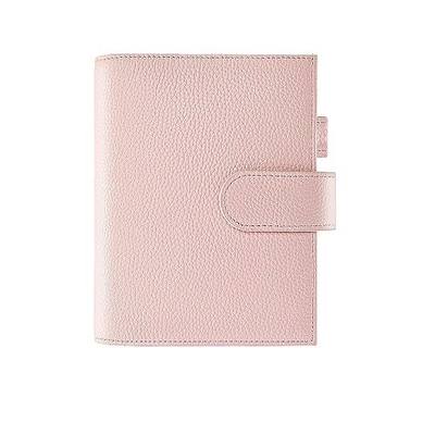 Genuine Leather Cover for A6 Notebooks, Fits Hobonichi Techo Original,Midori MD Planners, Leuchtturm1917 and Stalogy with Pen Loop, Card Slots, Side Pockets, Back Pocket and Bookmarks (Pink)