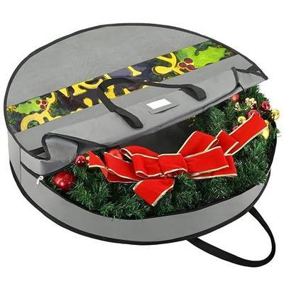 BALEINE Premium Wreath Storage Container, Oxford Christmas Wreath Storage Bags with Durable Tarp Material and Reinforced Handle for Holiday Xmas (Grey, 30")