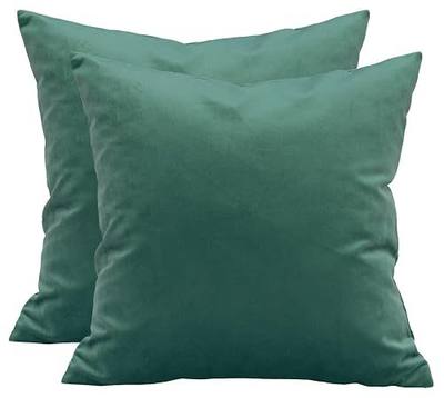 TangDepot 2-Pack Super Soft Velvet Pillow Covers, 16x16 Clover | Luxury velvet pillow cover, hidden zip, washable, fits any insert, indoor/outdoor, many colors, instant refresh.