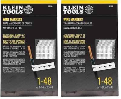 Klein Tools 56250 Wire Marker Book, 1-48, Black Print on White (Pack of 2)