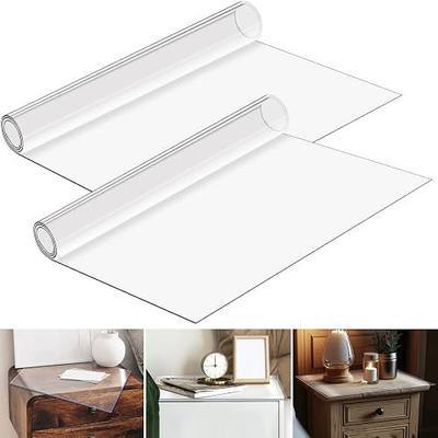 Nightstand Protector, Clear Plastic Table Cover Protector 15.8 x 23.6 Inch, 1.5mm Thick Rectangle PVC Coffee &Dresser Table Cover Mat, Can Be Trimmed to Fit Irregular Occasion(2 Pieces,Smooth)