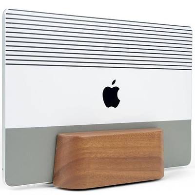 COREMINDED Adjustable Vertical Laptop Stand for Desk, Wooden Laptop Holder, MacBook Pro Stand, Wood Mac Air Dock (Solid Walnut)