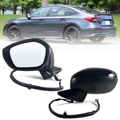 Left Driver side Mirror Fits 2022 2023 2024 2025 2026 HONDA CIVIC Sedan/Hatchback With Power Glass, Manual Folding, Match to Crystal Black Pearl Replace HO1320350 (3 Pins)