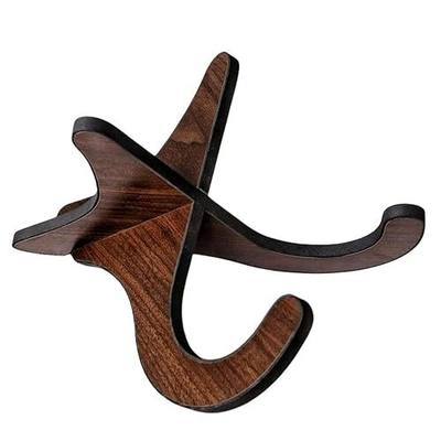 Portable Wooden Ukelele Stand Holder, Portable Wood Ukulele Stand for Small Guitar, Violin, Banjo, Mandolin(Dark Brown)