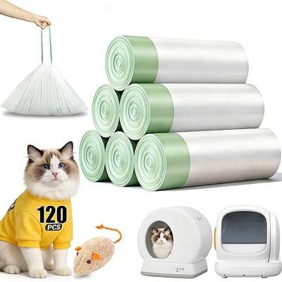 120 Count Self-Cleaning Cat Litter Box Liners Bags Fit For MW-SC01/SC02/SC09/LR01/LB01, Pre-Seperated Heavy Duty Automatic Cat Litetr Box Bags with Drawstring-18" * 12.6"