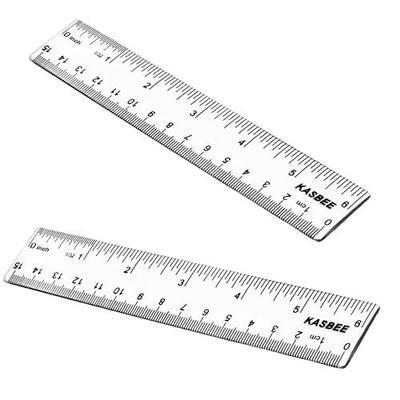 6 Inch Ruler, 15cm Clear Plastic Ruler with Inches, Centimeters, mm, 2PCS | 6 Inch Plastic Ruler, Clear Small Ruler, Hard Plastic Durable Ruler for Kids, Students, Drawing, School, Office, Pack of 2