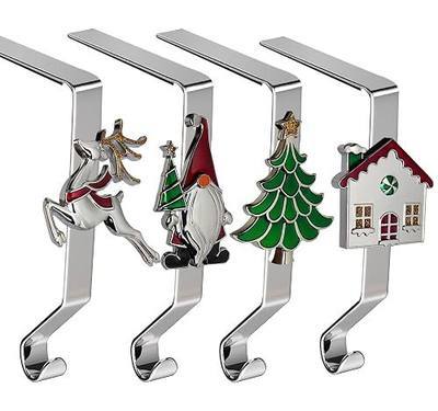 Christmas Stocking Holders Set of 4, Christmas Stocking Holders for Mantle Set of 4, Fireplace Stocking Hangers 4 Pack, Stocking Stand, Farmhouse Rustic Xmas Decorations for Home Indoor