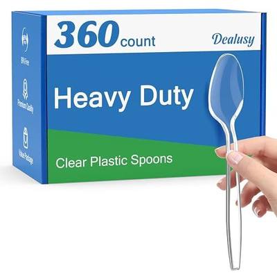 Dealusy 360 Count Clear Plastic Spoons Disposable, BPA-Free, Heat Resistant, Solid and Durable Disposable Spoons Heavy Duty Bulk, Premium Spoons plastic disposable for Party Supply