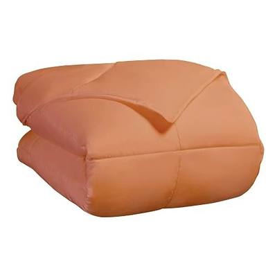 Superior Classic All-Season Reversible Comforter, Comfy, Fluffy, Cozy, Lightweight, Decorative, Duvet Insert, Plush Oversized Bedding Essential, Box Quilt Design, 4 Corner Loops, Twin XL, Dusty Orange